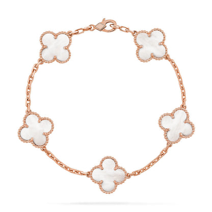 [Elite]CLOVER WHITE PEARL MOP 5 MOTIF BRACELET COLLECTION