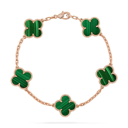 [Elite] CLOVER 5 MOTIF MALACHITE BRACELET COLLECTION