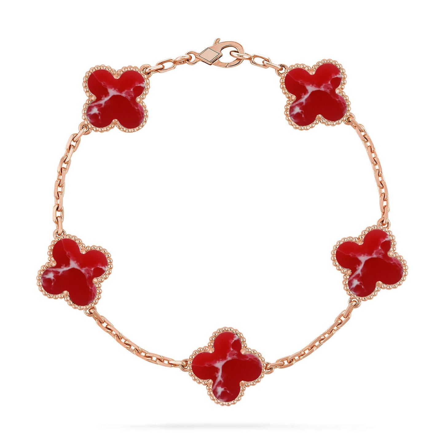 [Elite]CLOVER 5 MOTIF RED PATTERN BRACELET COLLECTION