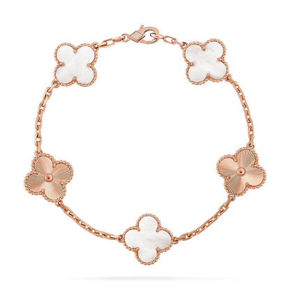 [Elite]CLOVER WHITE PEARL MOP 5 MOTIF BRACELET COLLECTION