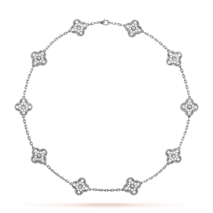 [Elite]CLOVER 10 MOTIFS DIAMOND NECKLACE