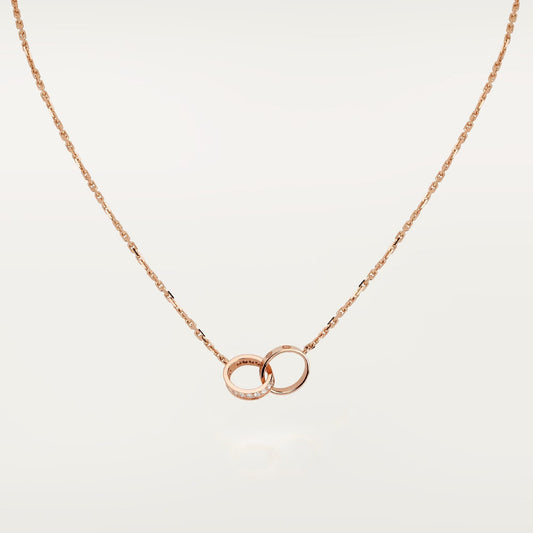 [Elite]LOVE DOUBLE RING HALF DIAMOND NECKLACE