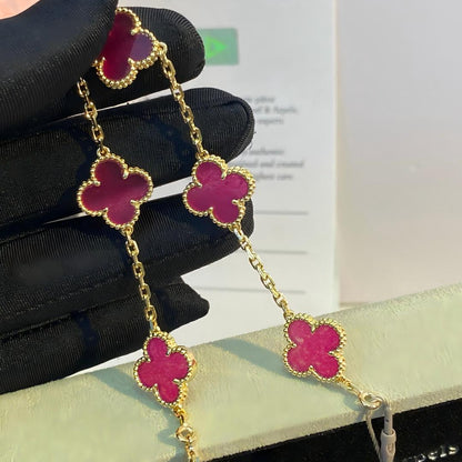 [Elite]NEW CLOVER 5 MOTIFS PINK ENAMEL BRACELET