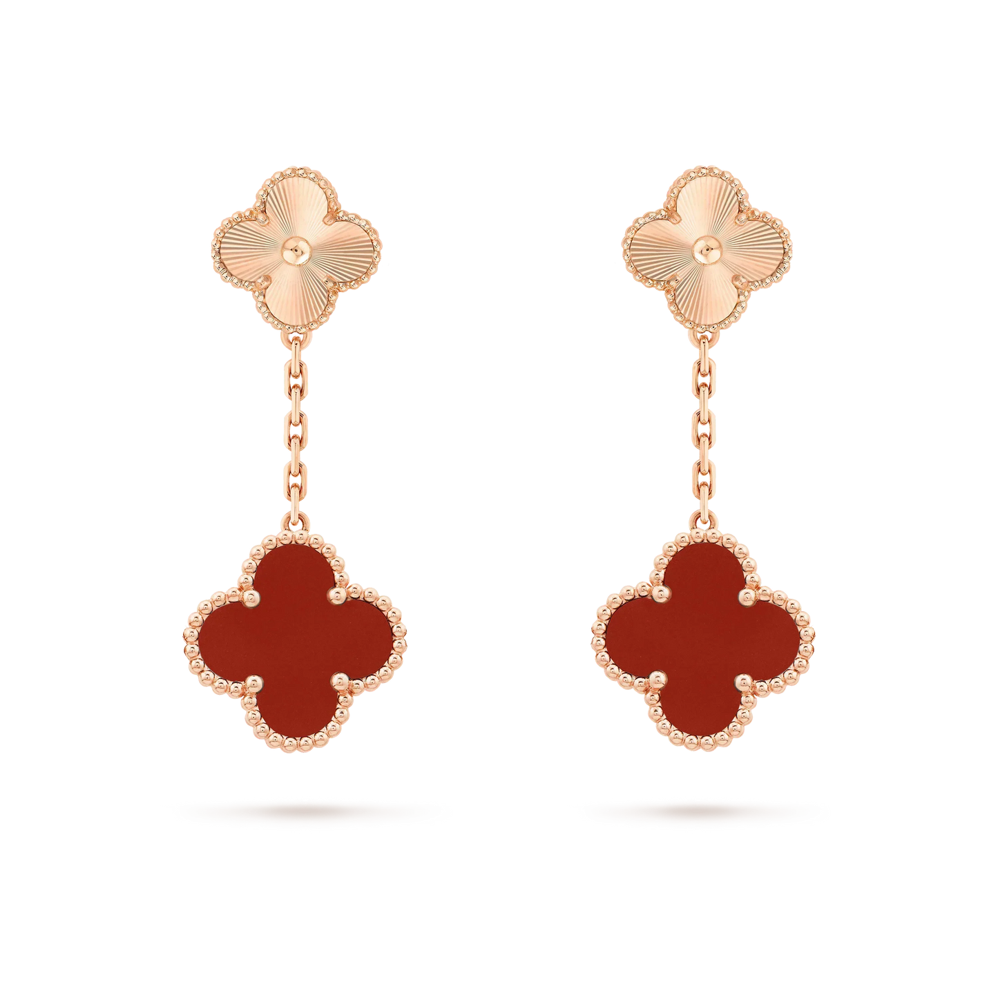 [Elite]CLOVER 2 MOTIF  LASER CARNELIAN EARRINGS