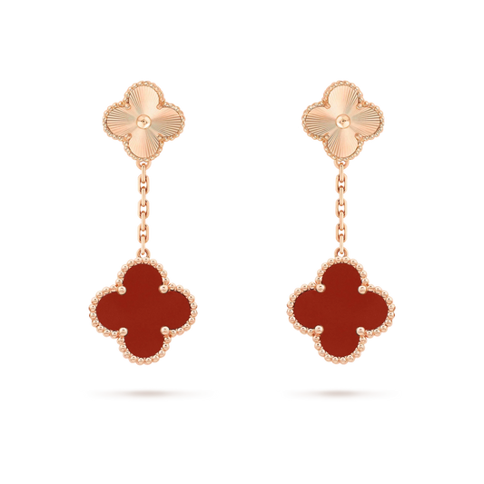 [Elite]CLOVER 2 MOTIF  LASER CARNELIAN EARRINGS