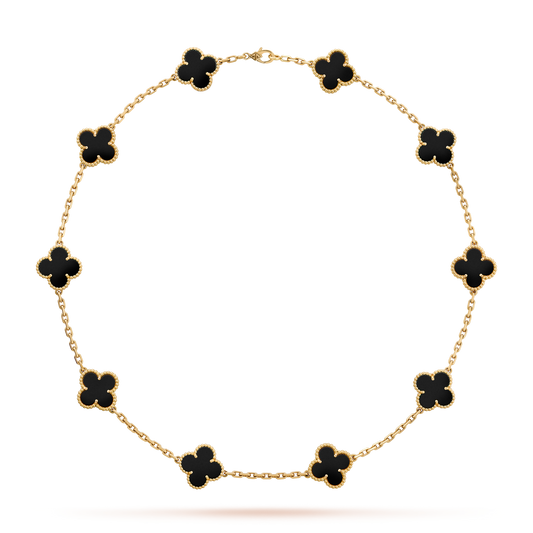 [Elite]CLOVER 10 MOTIFS ONYX NECKLACE