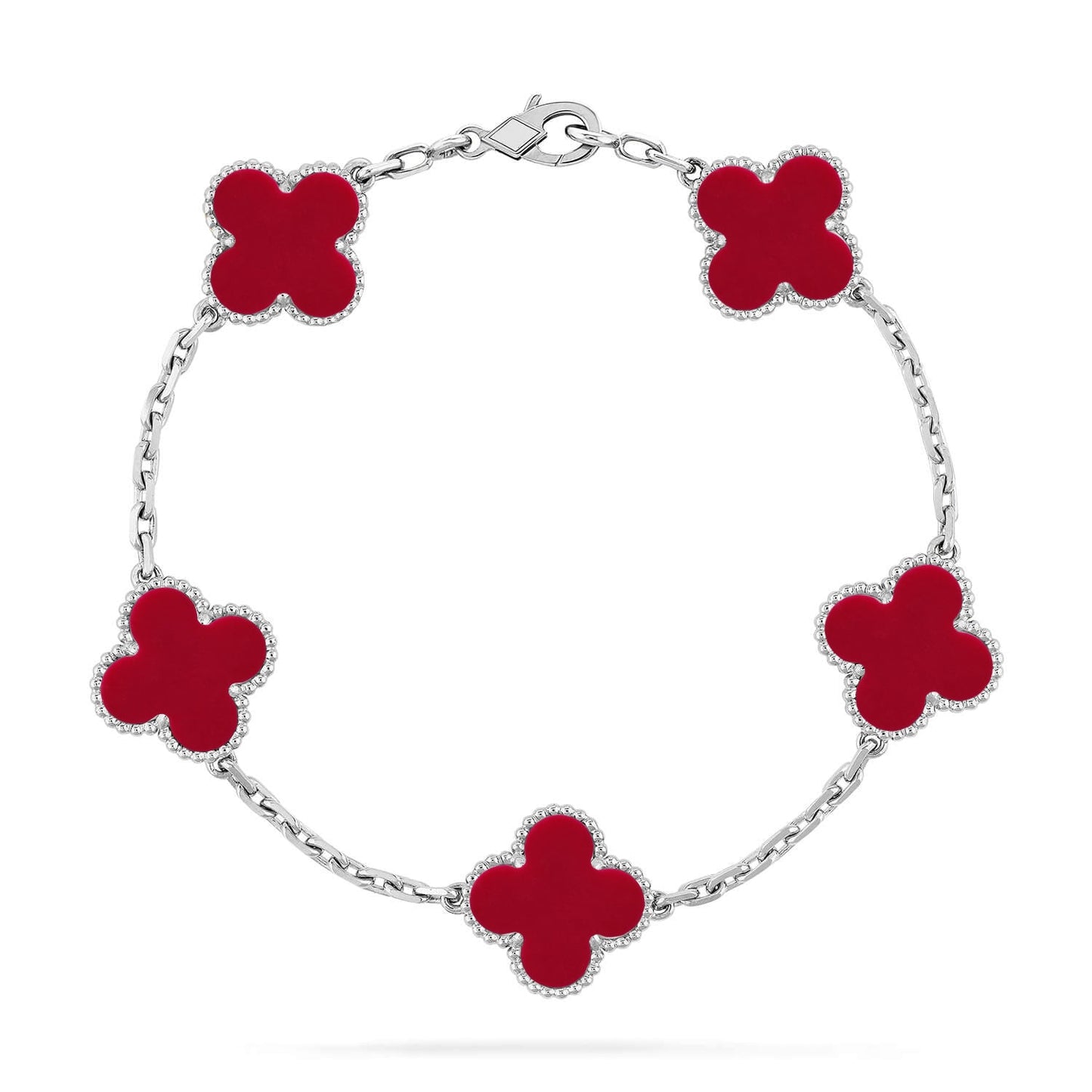 [Elite] CLOVER 5 MOTIF RED CORNELIAN BRACELET COLLECTION