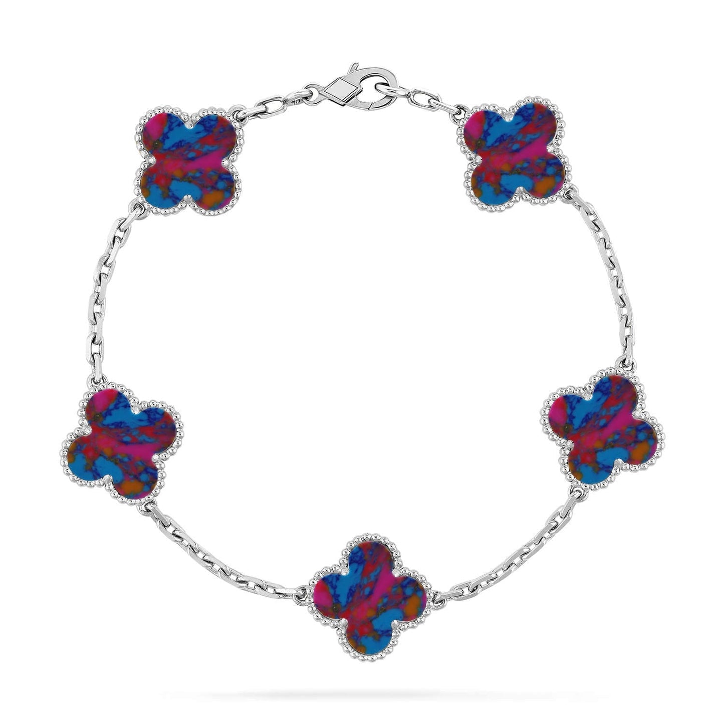 [Elite]CLOVER 5 MOTIF COLOR GEMSTONES BRACELET COLLECTION