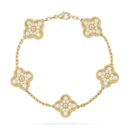 [Elite] CLOVER 5 MOTIF FULL DIAMOND BRACELET COLLECTION