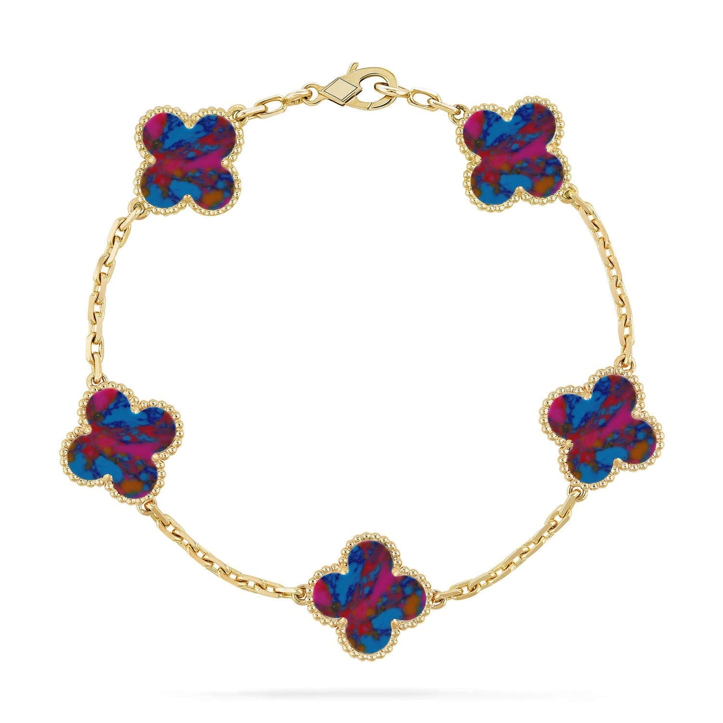 [Elite]CLOVER 5 MOTIF COLOR GEMSTONES BRACELET COLLECTION