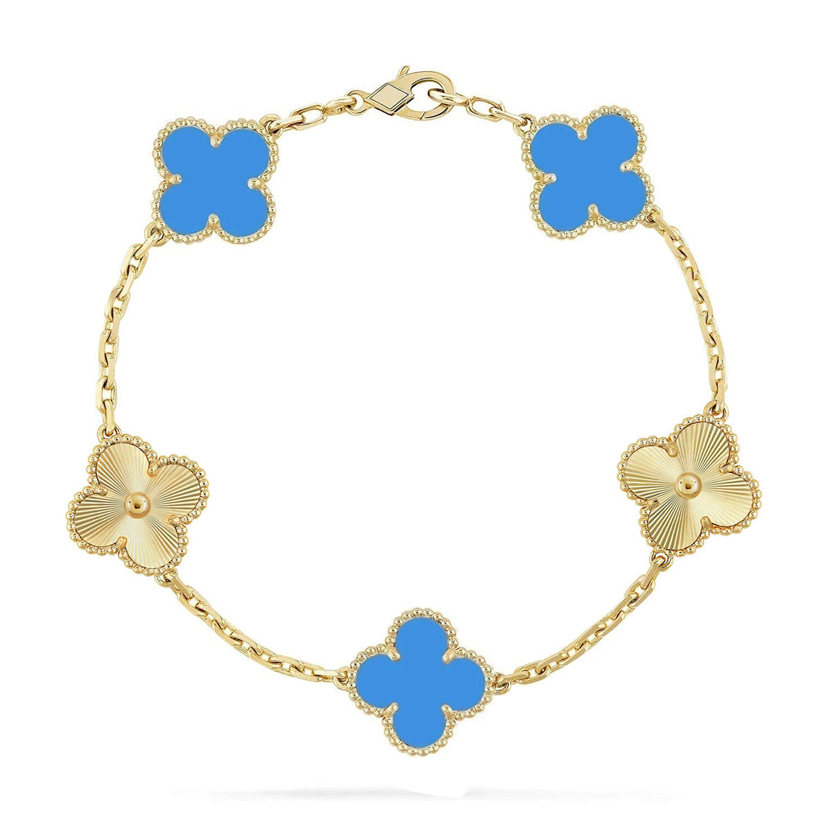[Elite] CLOVER 5 MOTIF BLUE AGATE BRACELET COLLECTION