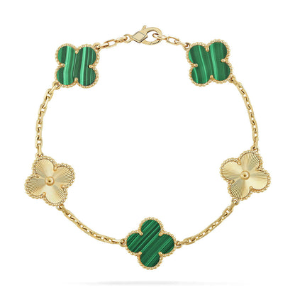 [Elite] CLOVER 5 MOTIF MALACHITE BRACELET COLLECTION