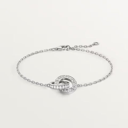 [Elite]LOVE DOUBLE RING FULL DIAMOND BRACELET