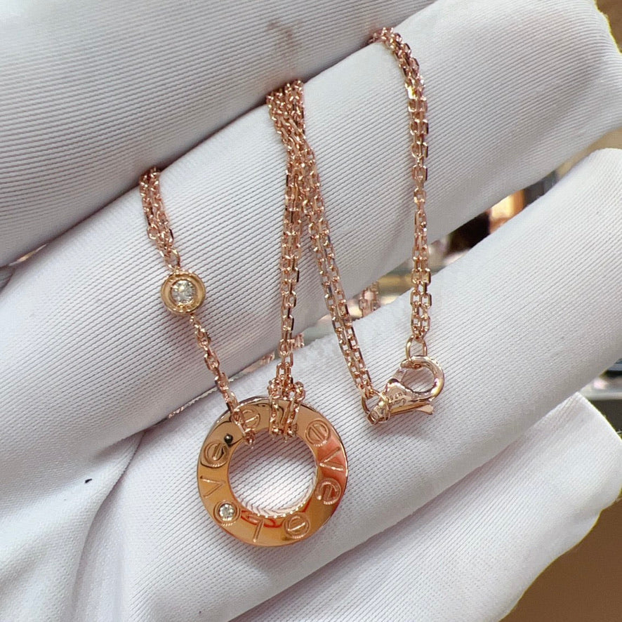 [Elite]LOVE NECKLACE 16MM 2 DIAMONDS