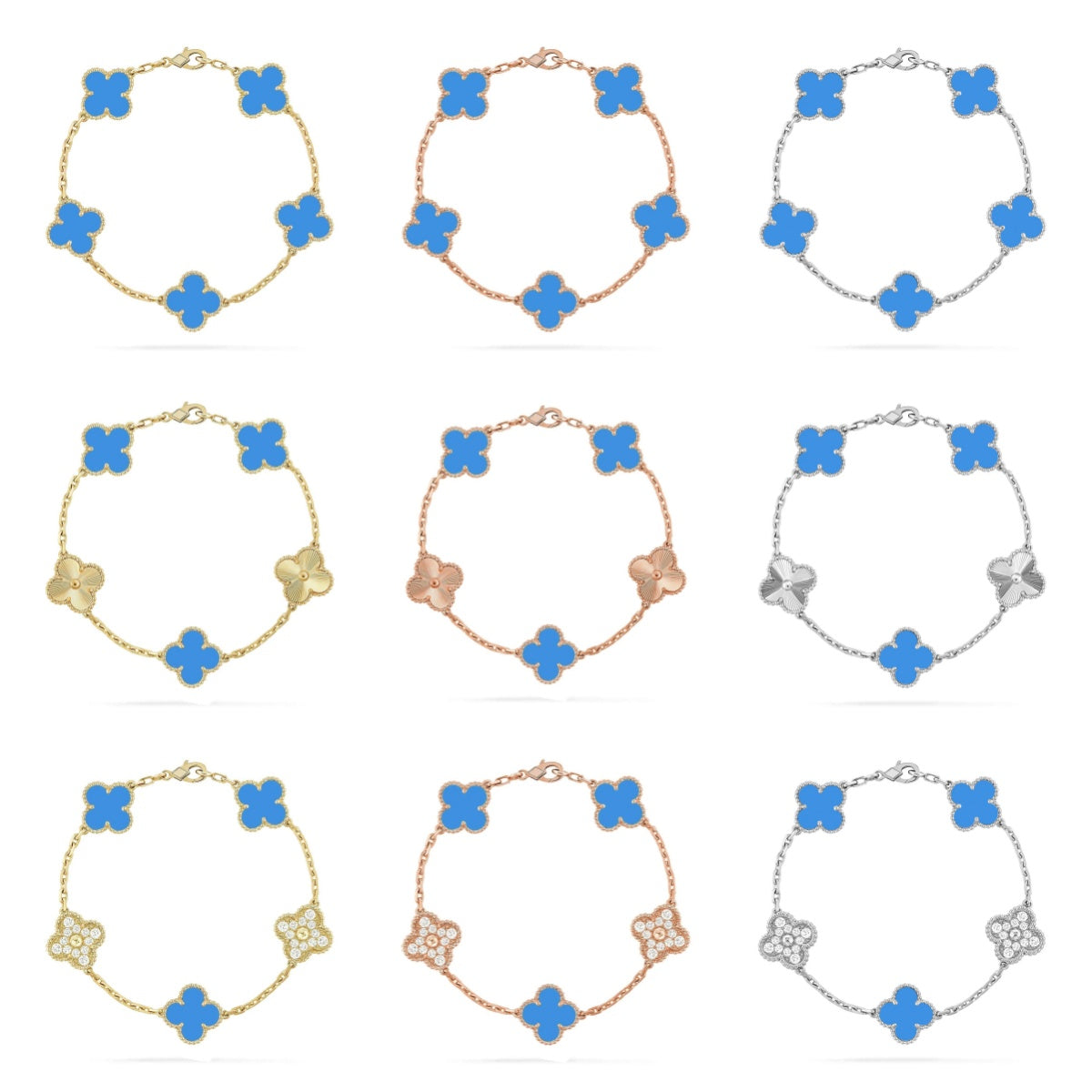 [Elite] CLOVER 5 MOTIF BLUE AGATE BRACELET COLLECTION