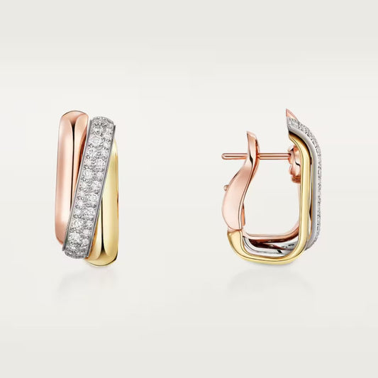 [Elite]TRINITY HALF DIAMOND  CUSHION EARRINGS