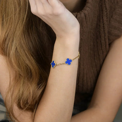 [Elite] CLOVER 5 MOTIF BLUE AGATE BRACELET COLLECTION