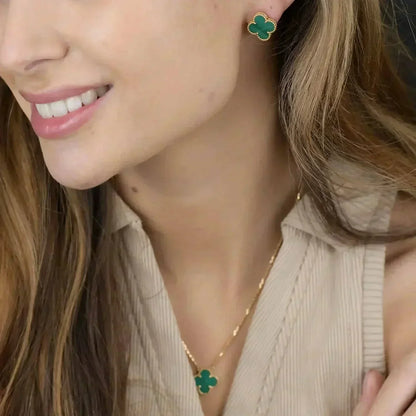[Elite]CLOVER MINI 9.5MM MALACHITE  EARRINGS