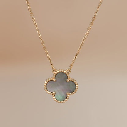 [Elite]CLOVER 15MM  GRAY MOTHER OF PEARL NECKLACE