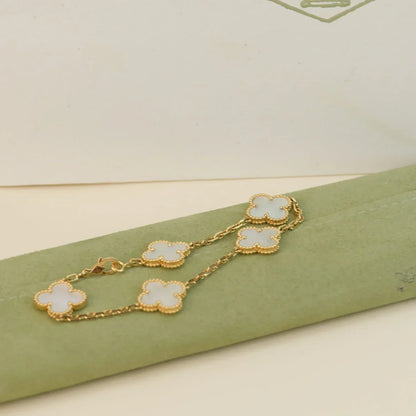 [Elite]CLOVER WHITE PEARL MOP 5 MOTIF BRACELET COLLECTION