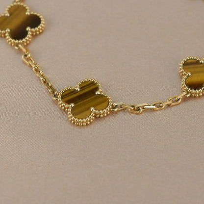 [Elite] CLOVER 5 MOTIFS TIGER EYE BRACELET COLLECTION