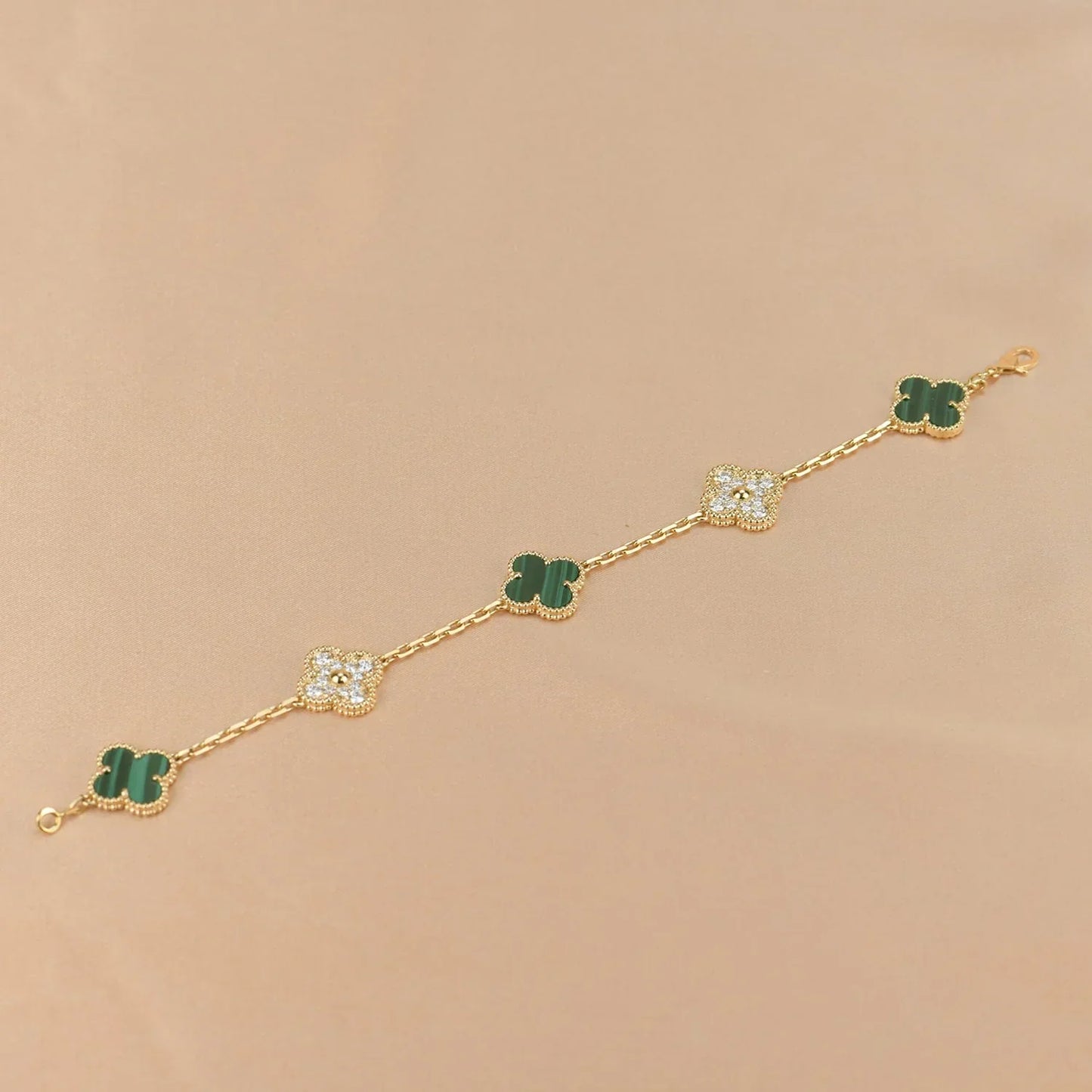 [Elite] CLOVER 5 MOTIF MALACHITE BRACELET COLLECTION