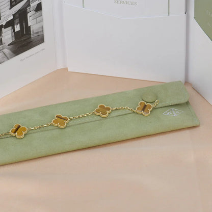 [Elite] CLOVER 5 MOTIFS TIGER EYE BRACELET COLLECTION
