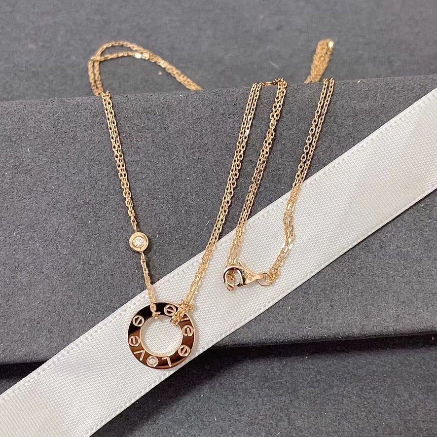 [Elite]LOVE NECKLACE 16MM 2 DIAMONDS