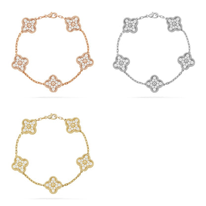 [Elite] CLOVER 5 MOTIF FULL DIAMOND BRACELET COLLECTION