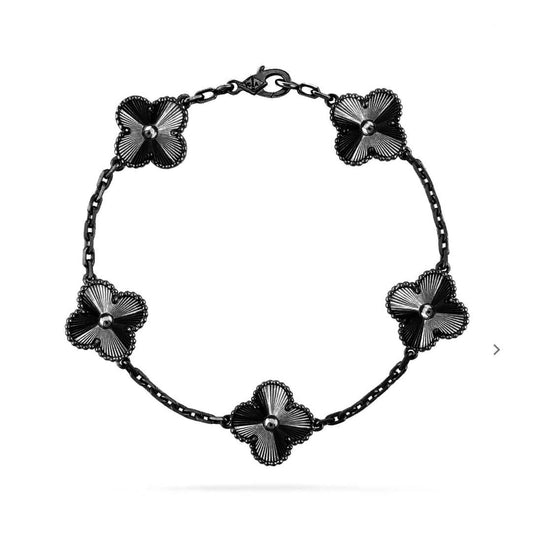 [Elite]CLOVER 5 MOTIF BLACK BRACELET