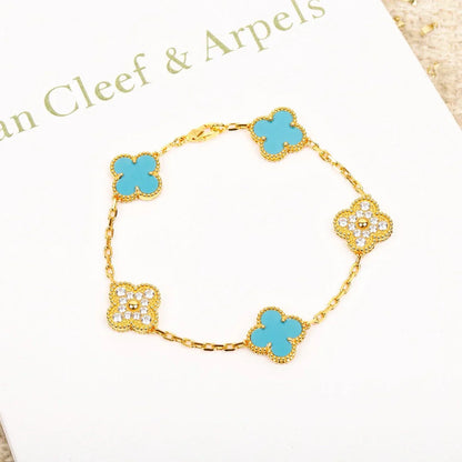 [Elite] CLOVER 5 MOTIF TURQUOISE BRACELET COLLECTION