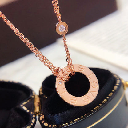[Elite]LOVE NECKLACE 16MM 2 DIAMONDS