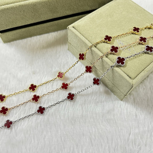 [Elite]CLOVER 6 MOTIF RED AGATE BRACELET