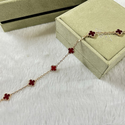 [Elite]CLOVER 6 MOTIF RED AGATE BRACELET
