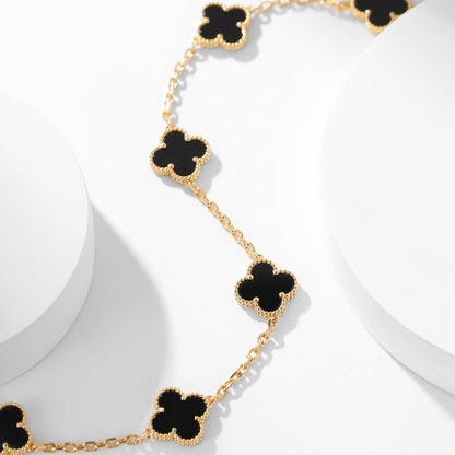 [Elite]CLOVER 10 MOTIFS ONYX NECKLACE