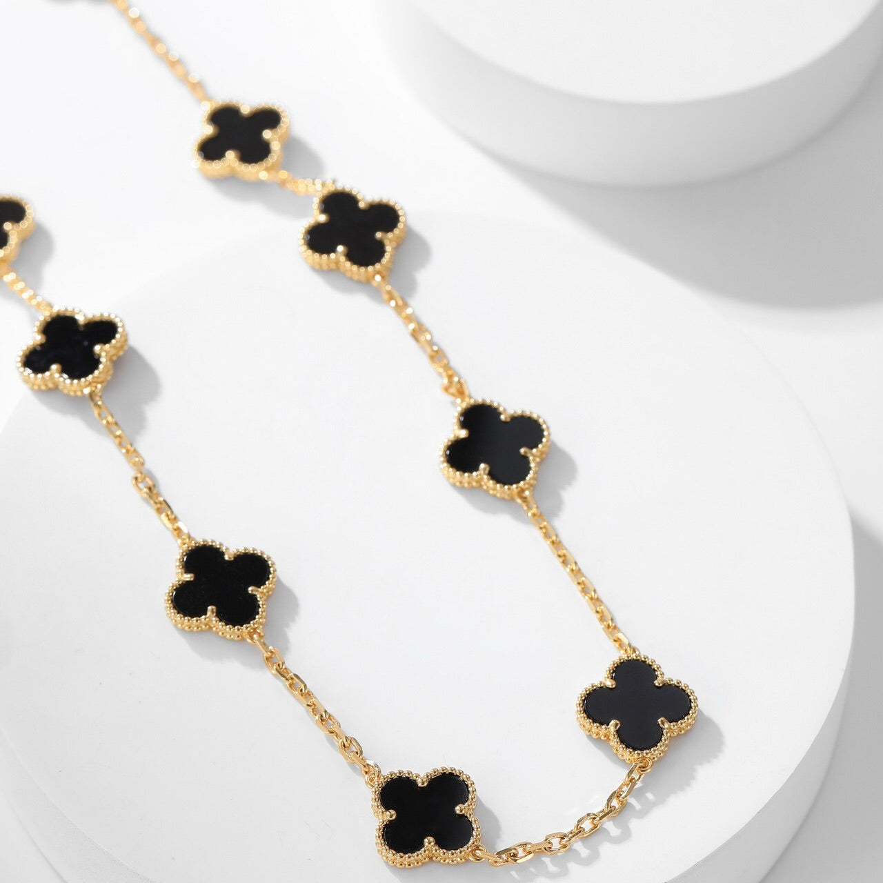 [Elite]CLOVER 10 MOTIFS ONYX NECKLACE