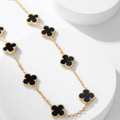 [Elite]CLOVER 10 MOTIFS ONYX NECKLACE