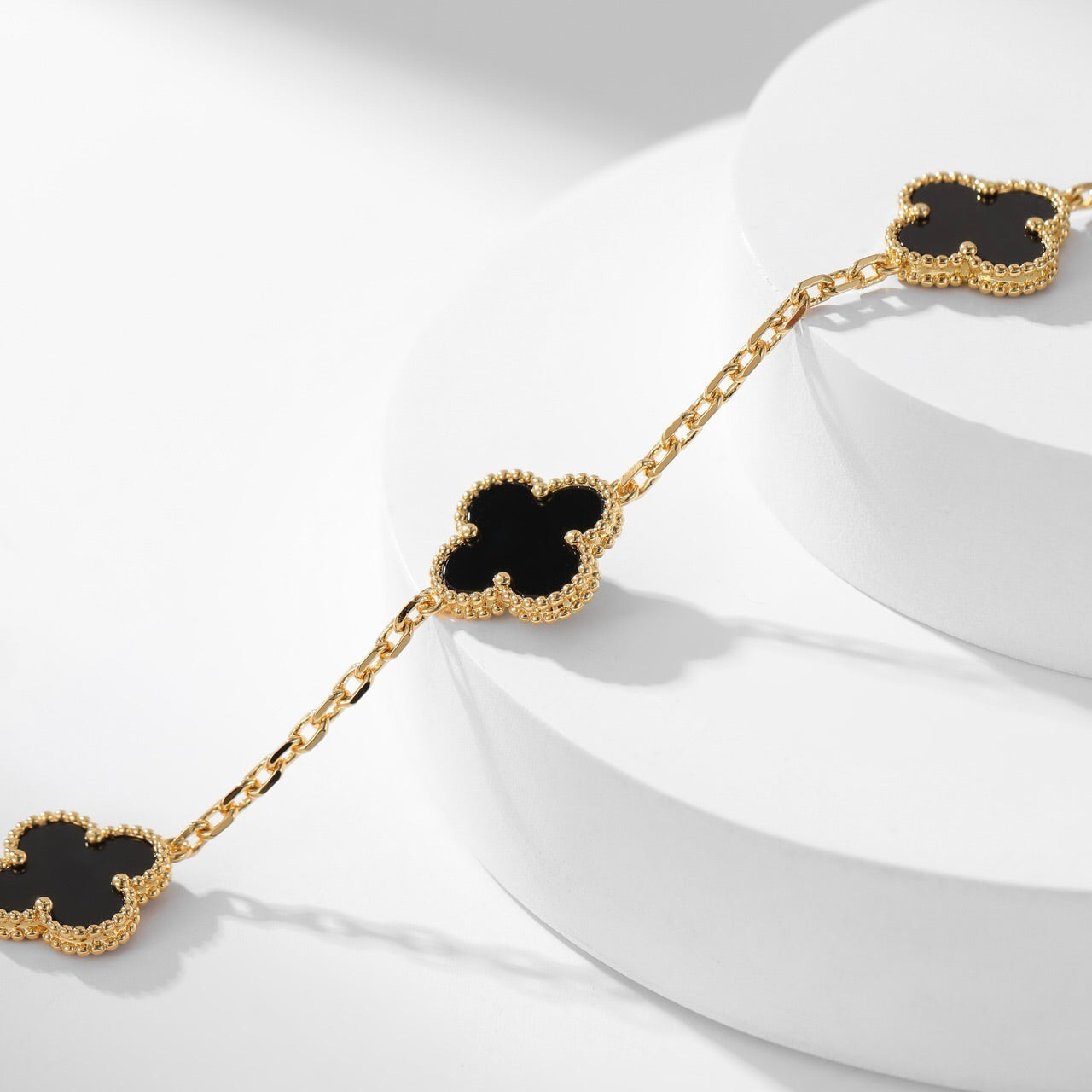 [Elite]CLOVER 10 MOTIFS ONYX NECKLACE
