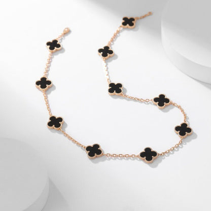 [Elite]CLOVER 10 MOTIFS ONYX NECKLACE