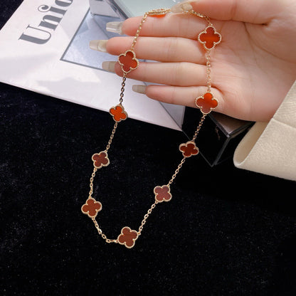 [Elite]CLOVER 10 MOTIFS CARNELIAN NECKLACE
