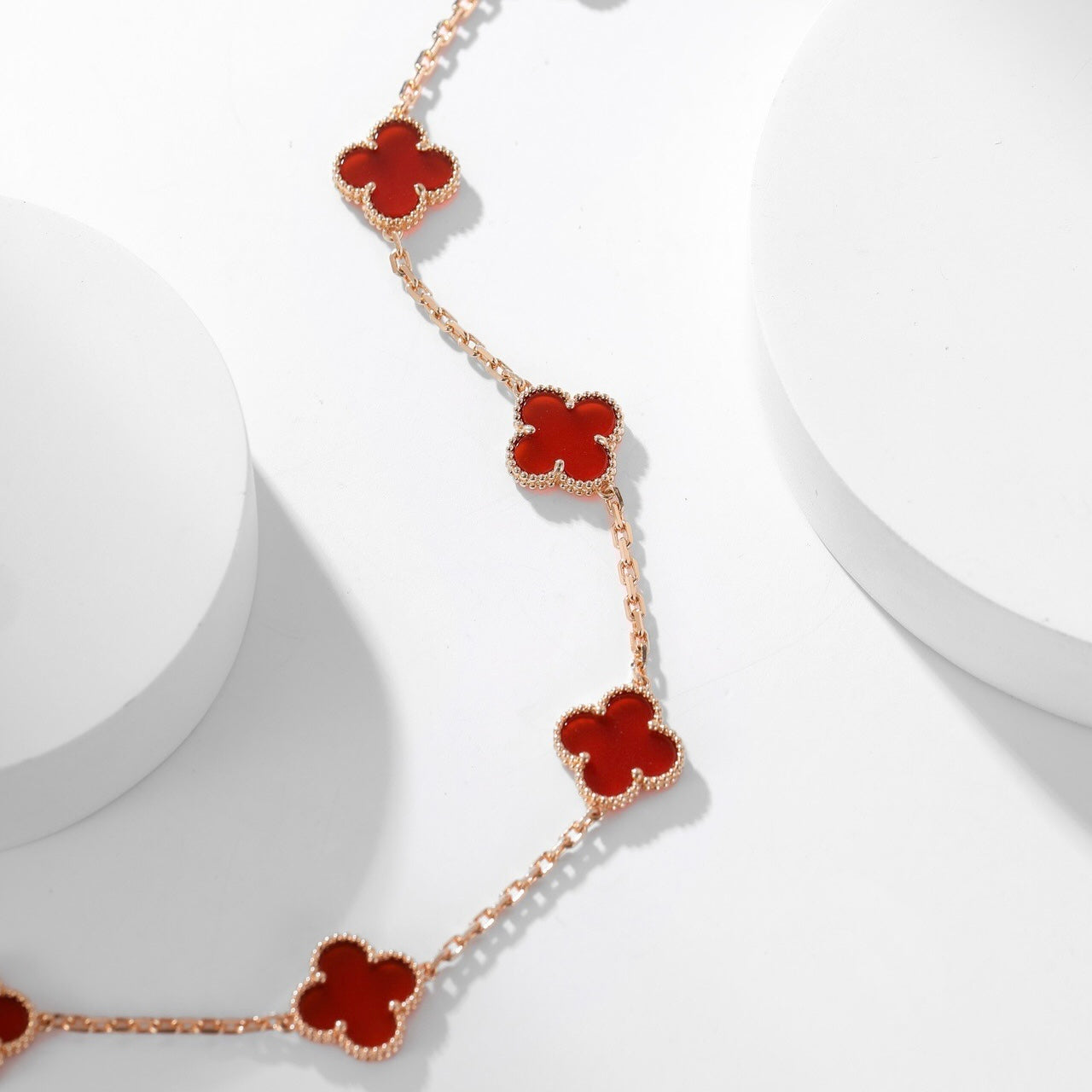 [Elite]CLOVER 10 MOTIFS CARNELIAN NECKLACE
