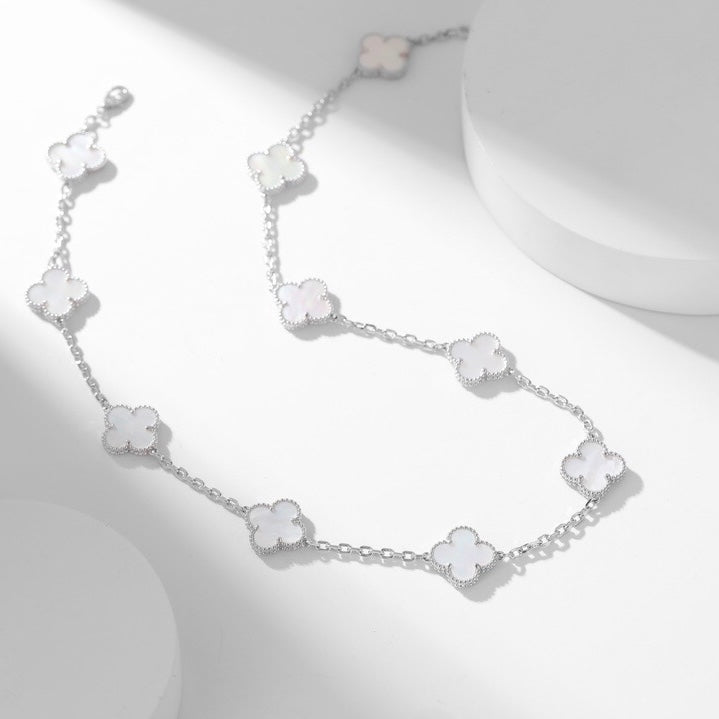 [Elite]CLOVER 10 MOTIFS WHITE MOTHER OF PEARL NECKLACE