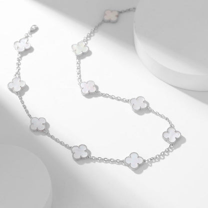 [Elite]CLOVER 10 MOTIFS WHITE MOTHER OF PEARL NECKLACE