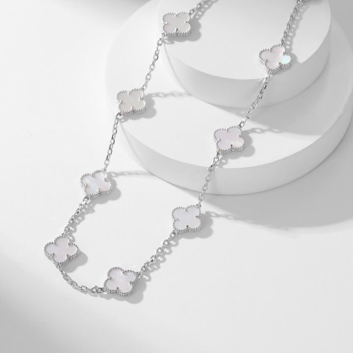 [Elite]CLOVER 10 MOTIFS WHITE MOTHER OF PEARL NECKLACE
