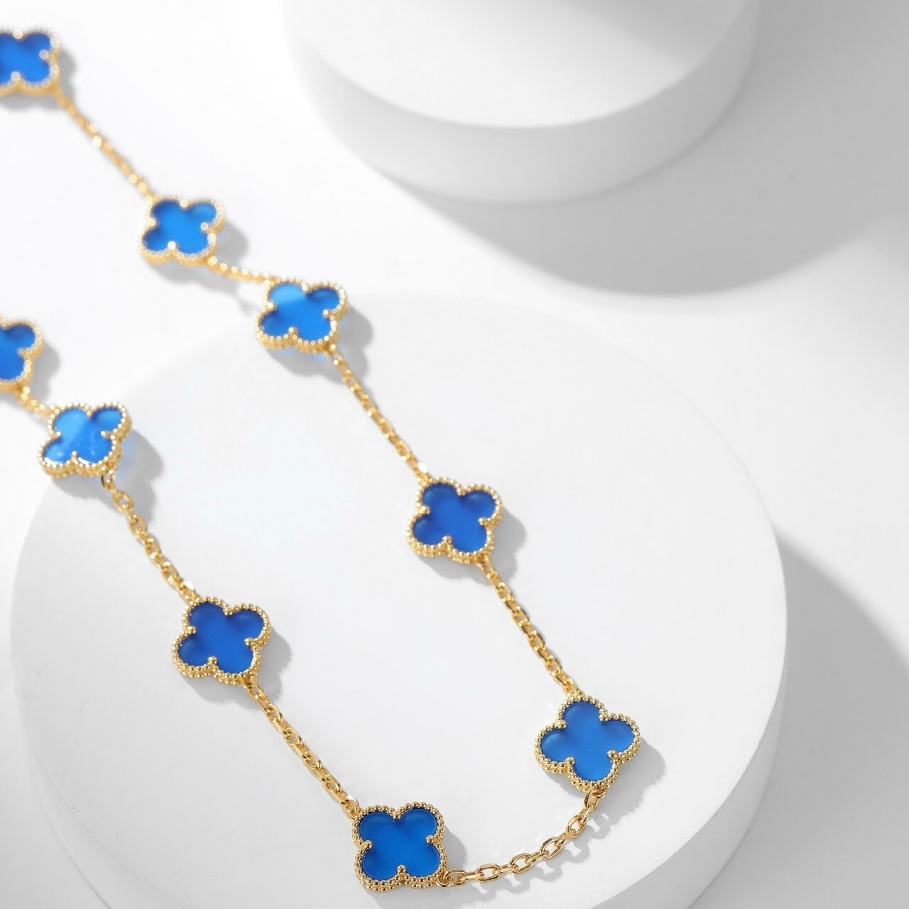 [Elite]CLOVER 10 MOTIFS BLUE AGATE NECKLACE