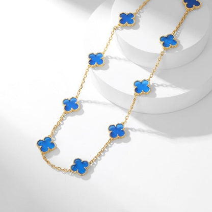 [Elite]CLOVER 10 MOTIFS BLUE AGATE NECKLACE