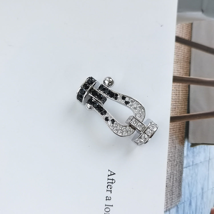 [Elite]FORCE LARGE HORSESHOE BLACK WHITE DIAMOND BRACELET ROSE GOLD