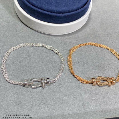 [Elite]FORCE SMALL HORSESHOE  DIAMOND CHAIN ROPE BRACELET