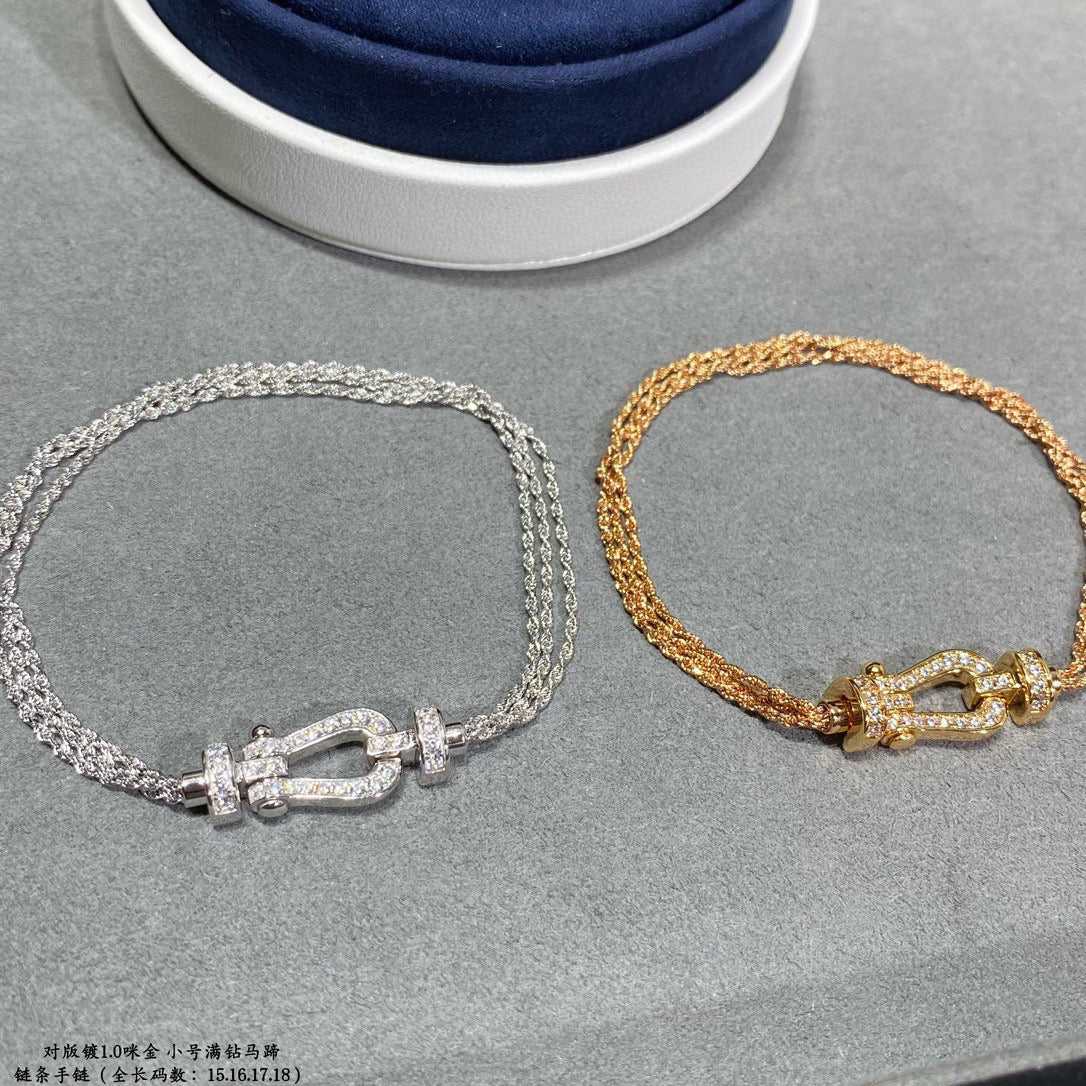 [Elite]FORCE SMALL HORSESHOE  DIAMOND CHAIN ROPE BRACELET
