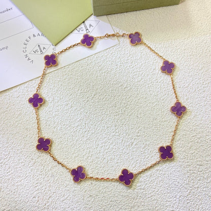 [Elite]CLOVER 10 MOTIFS  PURPLE VIOLET  NECKLACE